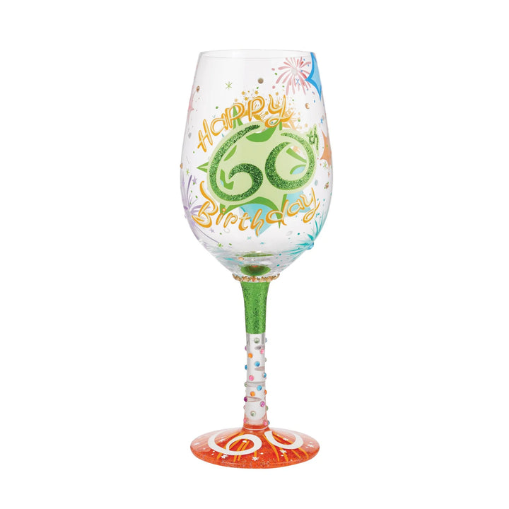 Lolita® Happy 60th Birthday Handpainted Wine Glass, 15 oz.