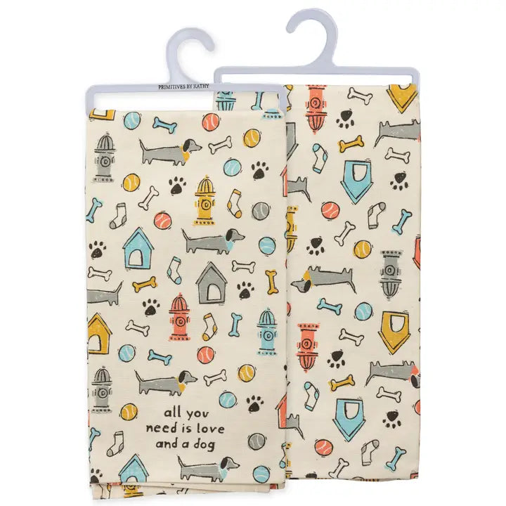 Love And A Dog Kitchen Towel