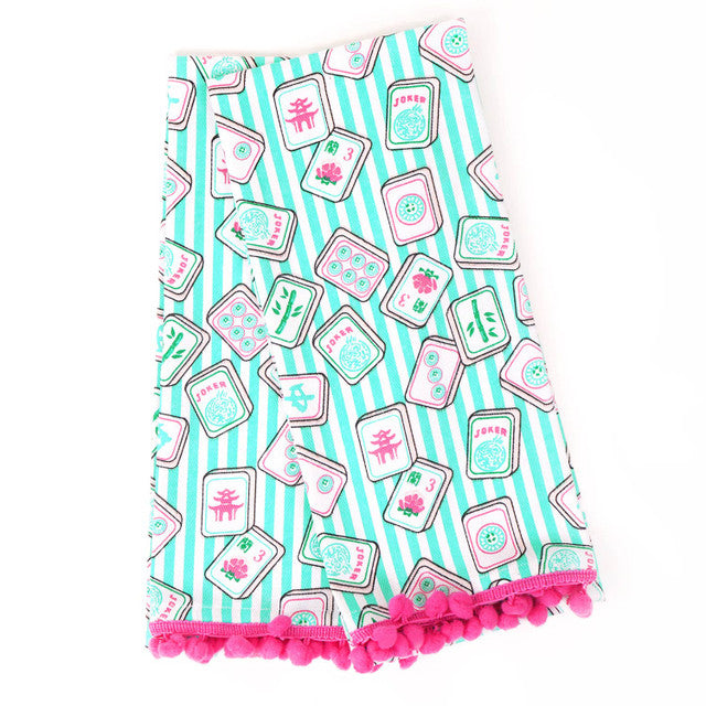 8 Oak Lane Mahjong Stripe Pom-Pom Kitchen Towel Set