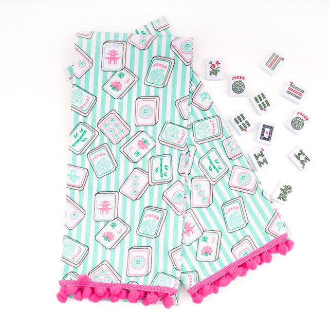8 Oak Lane Mahjong Stripe Pom-Pom Kitchen Towel Set