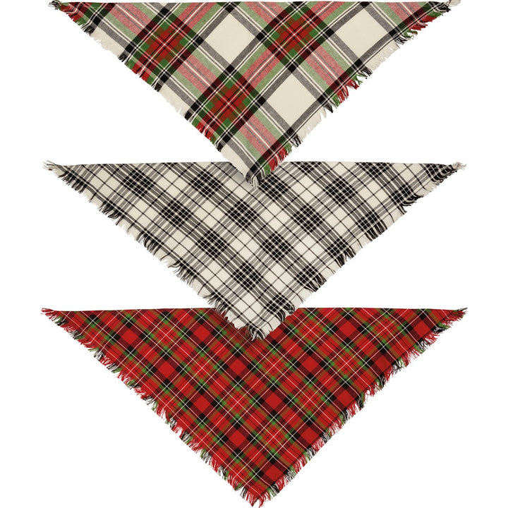 Medium Plaid Christmas Pet Bandana Set