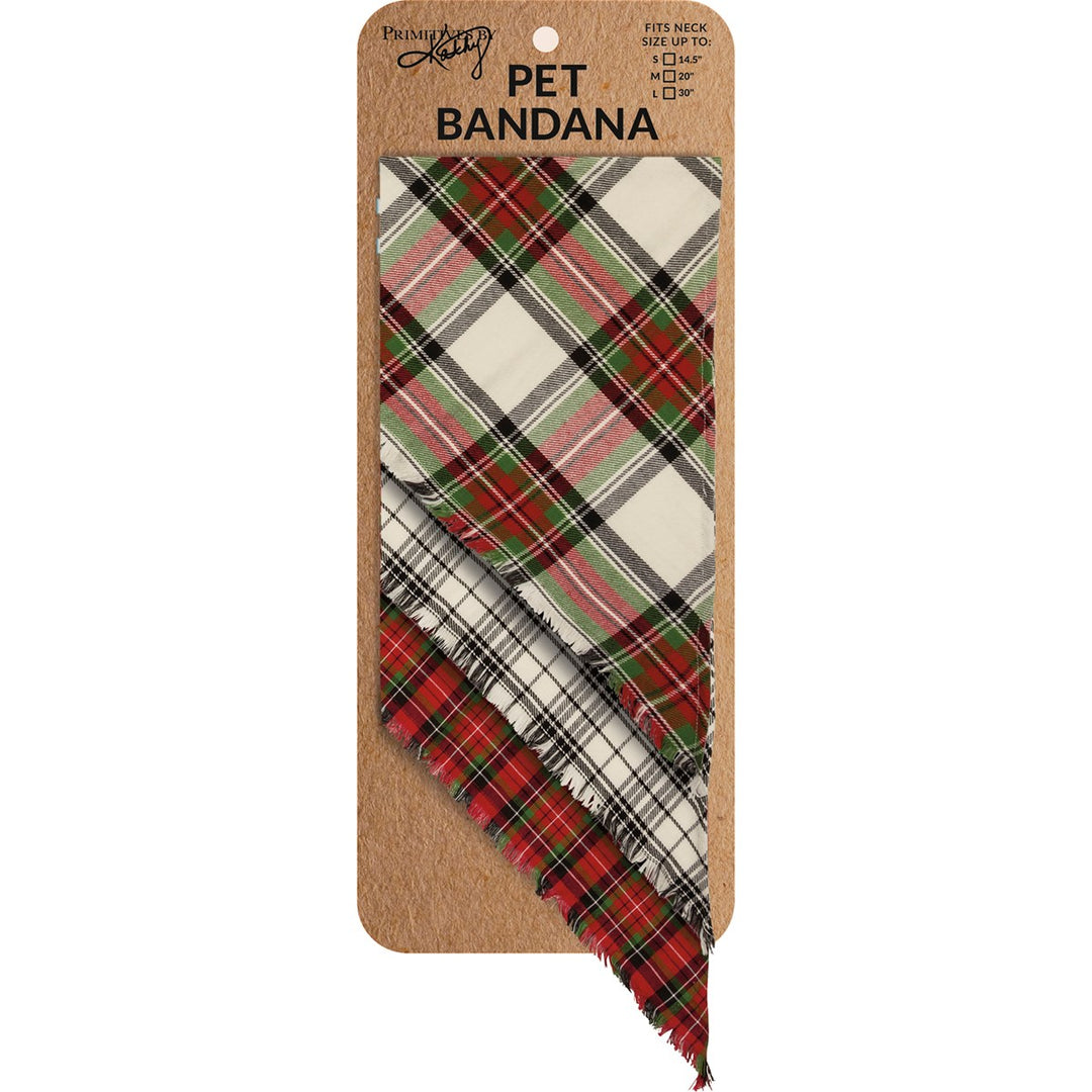 Medium Plaid Christmas Pet Bandana Set