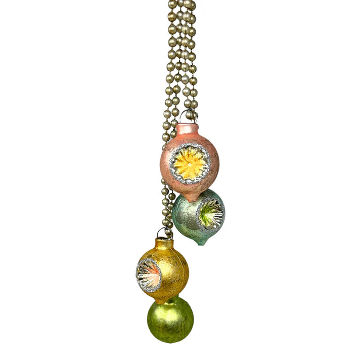 Mercury Glass and Bead Dangling Ornaments