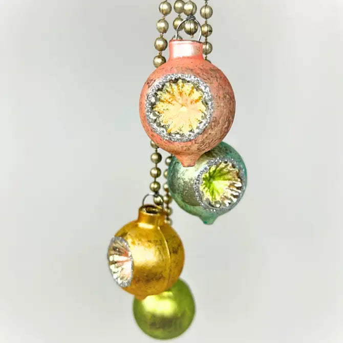 Mercury Glass and Bead Dangling Ornaments