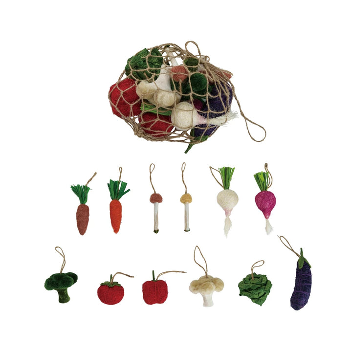 Natural Materials & Foam Vegetables in Net Bag, Set of 13