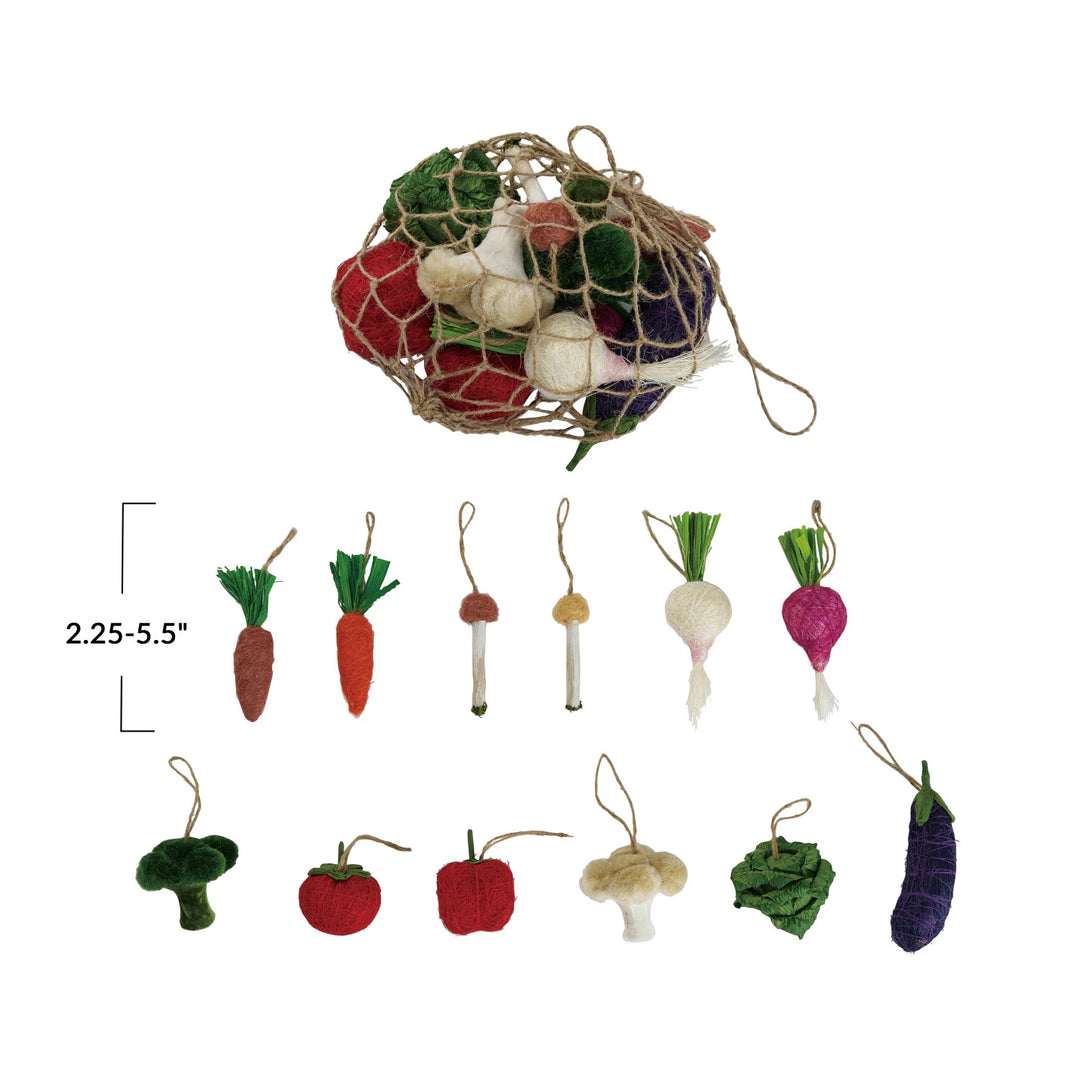 Natural Materials & Foam Vegetables in Net Bag, Set of 13