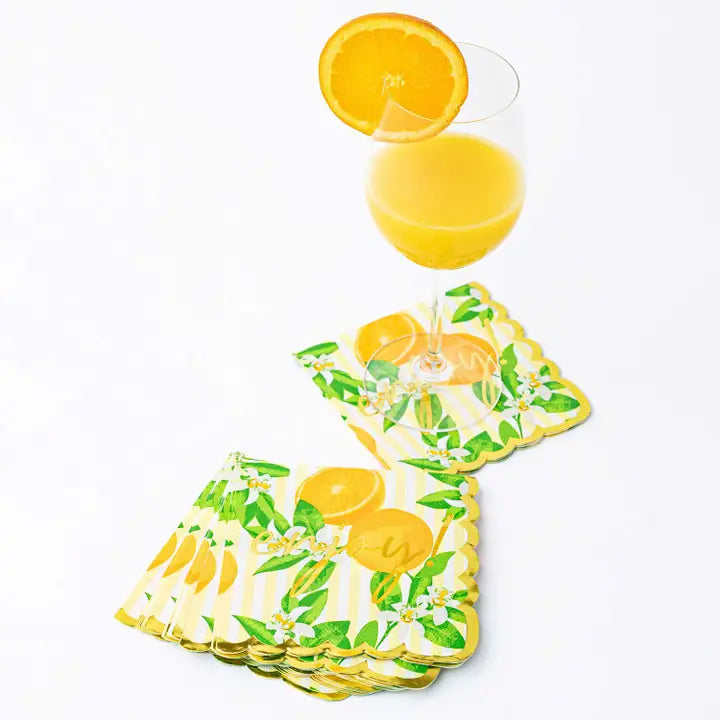 8 Oak Lane Orange Blossom Paper Beverage Napkin Packs