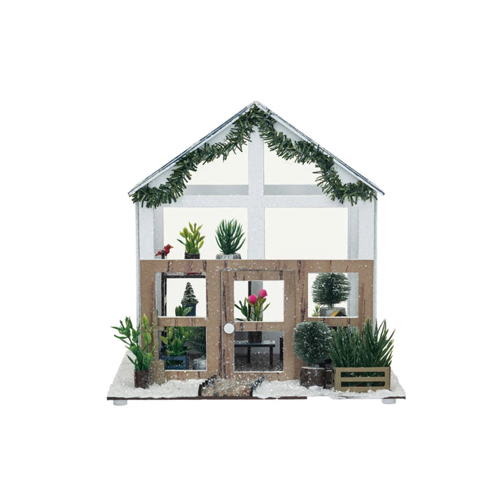 Paper Greenhouse w/ Garland & Plants, Multi Color