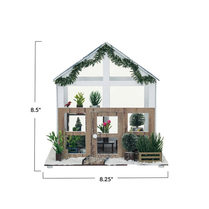 Paper Greenhouse w/ Garland & Plants, Multi Color