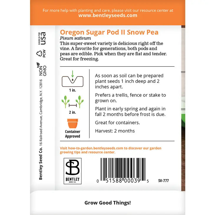 Pea-Oregon Sugar Pod Seed Packet