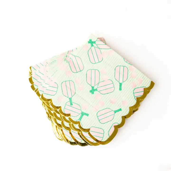 8 Oak Lane  Pickleball Stripe Beverage Napkins