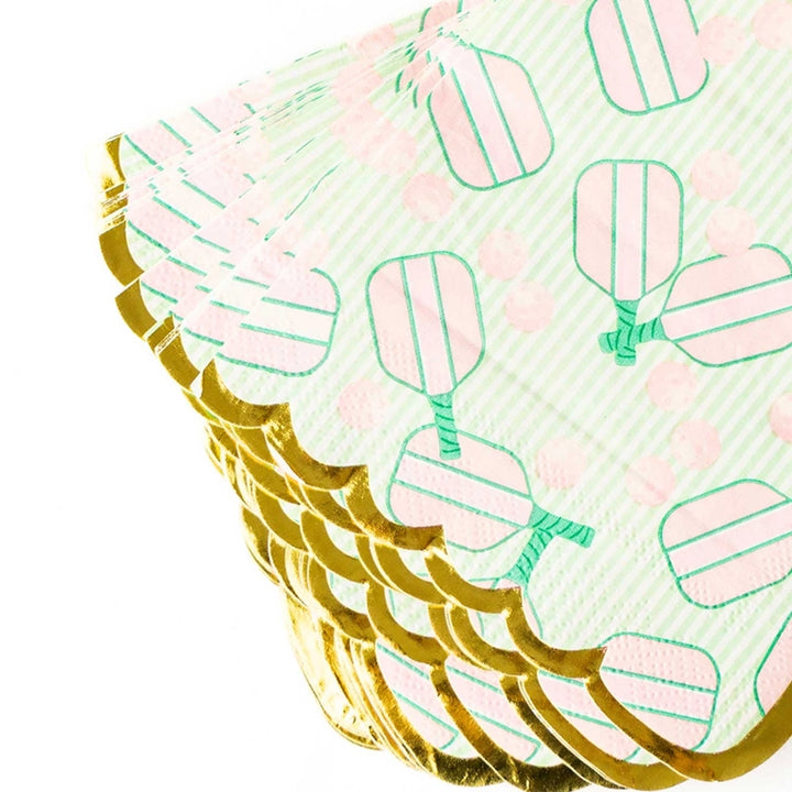 8 Oak Lane  Pickleball Stripe Beverage Napkins