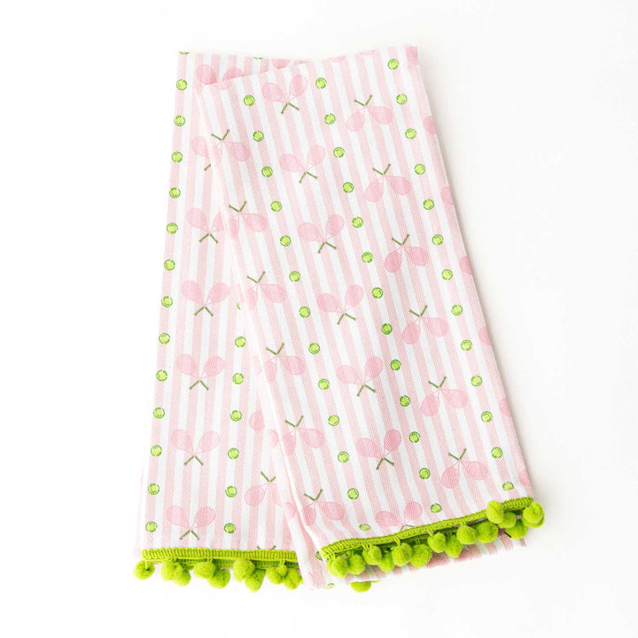 8 Oak Lane Pink Tennis Stripe Pom-Pom Kitchen Towel Set