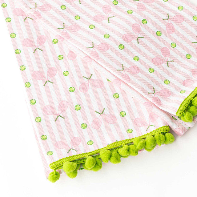 8 Oak Lane Pink Tennis Stripe Pom-Pom Kitchen Towel Set