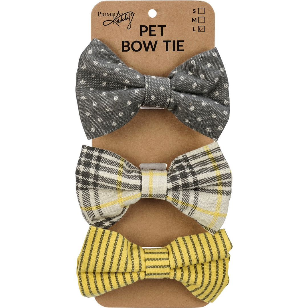 Plaid And Dots Large Pet Bow Tie Set