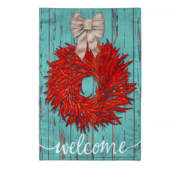 Red Chili Wreath Garden Strie Flag