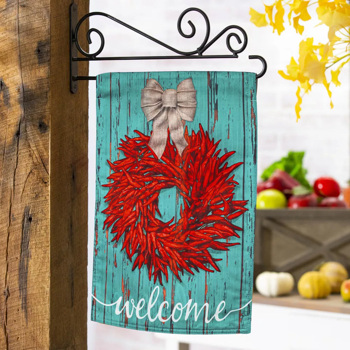 Red Chili Wreath Garden Strie Flag