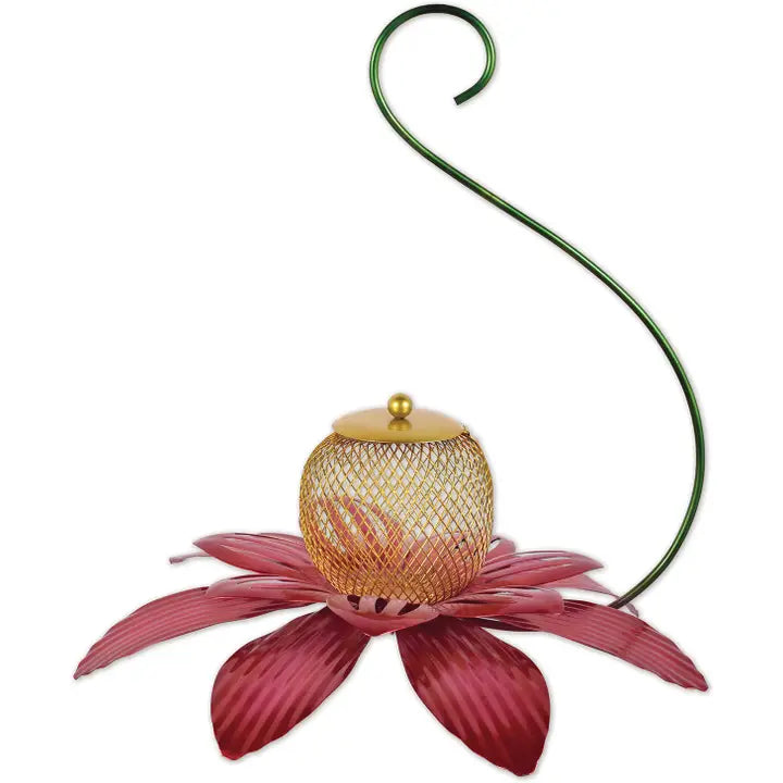 Red Flower Hanging Bird Feeder