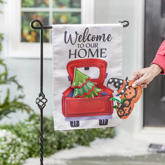 Red Truck Switchable Icon Burlap Garden Flag