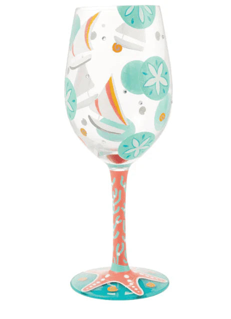 Lolita® Sailboats and Sand Dollars Wine Glass