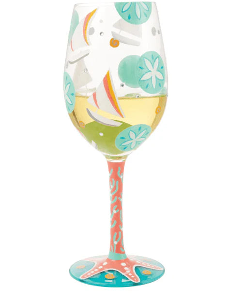 Lolita® Sailboats and Sand Dollars Wine Glass