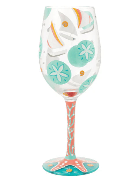 Lolita® Sailboats and Sand Dollars Wine Glass