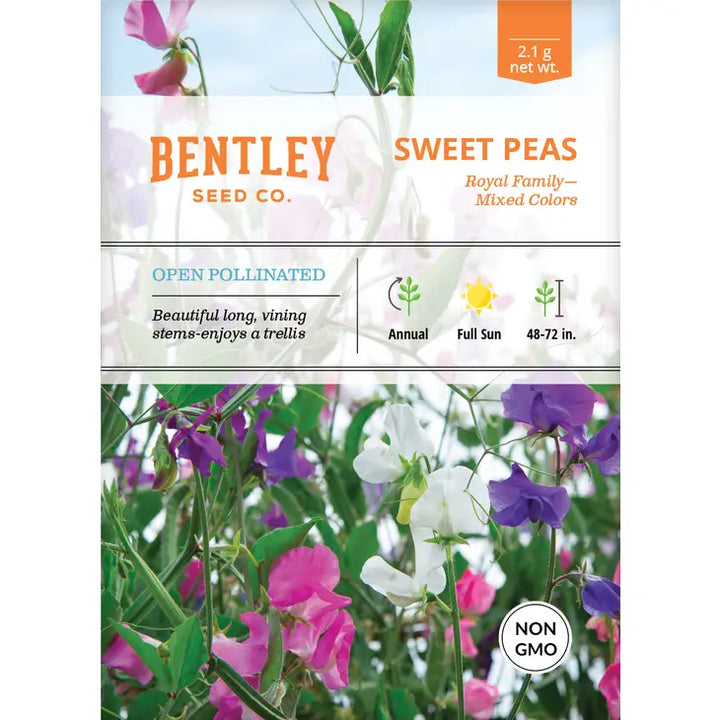 Sweet Peas-Royal Family Mixed Colors-Lathyrus odoratus Seed Packet