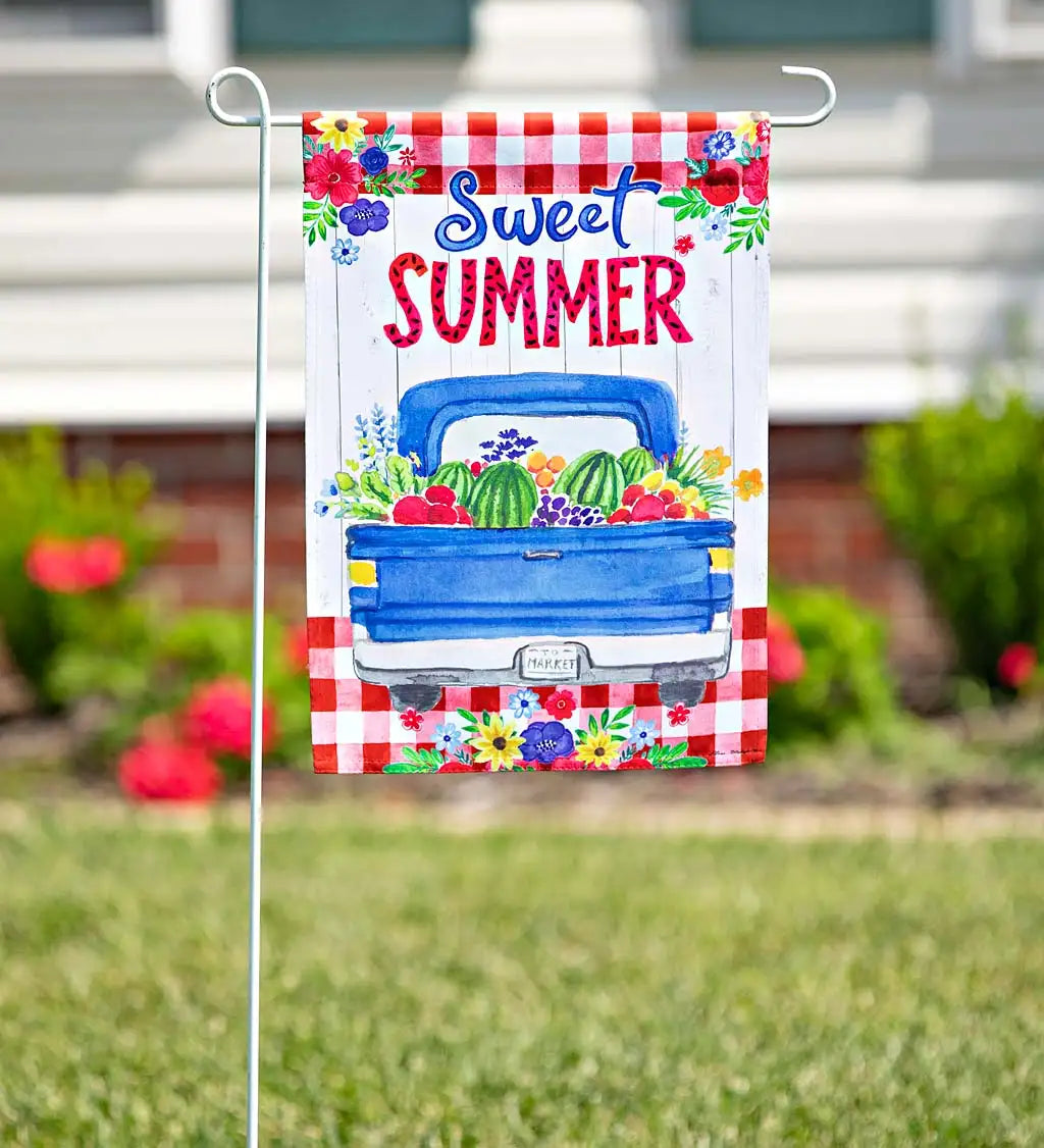 Sweet Summer Truck Garden Suede Flag