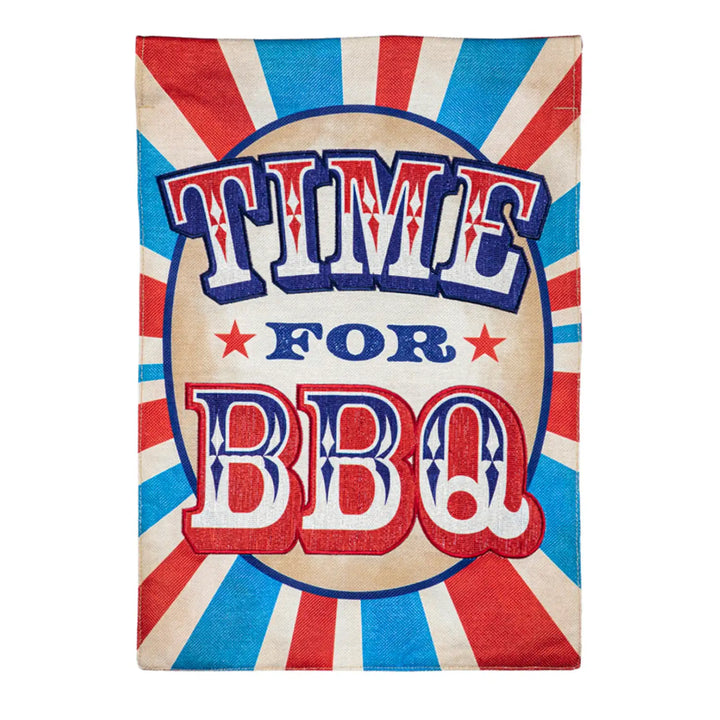 Time for BBQ Garden Burlap Flag