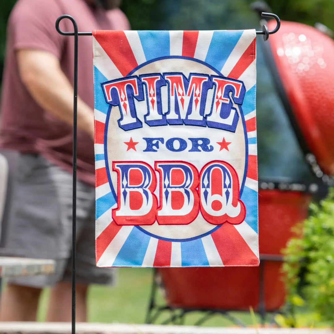 Time for BBQ Garden Burlap Flag