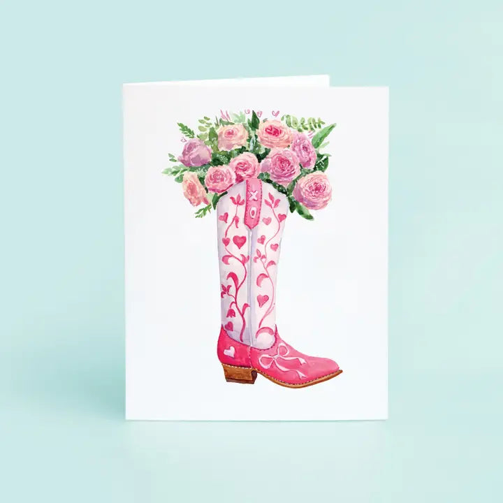 Watercolor Valentine's Boot Card