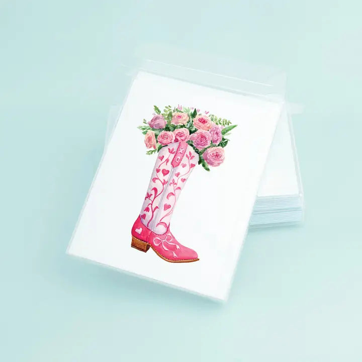 Watercolor Valentine's Boot Card