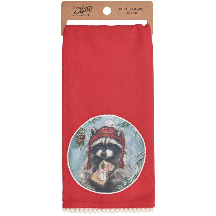 Winter Raccoon Kitchen Towel