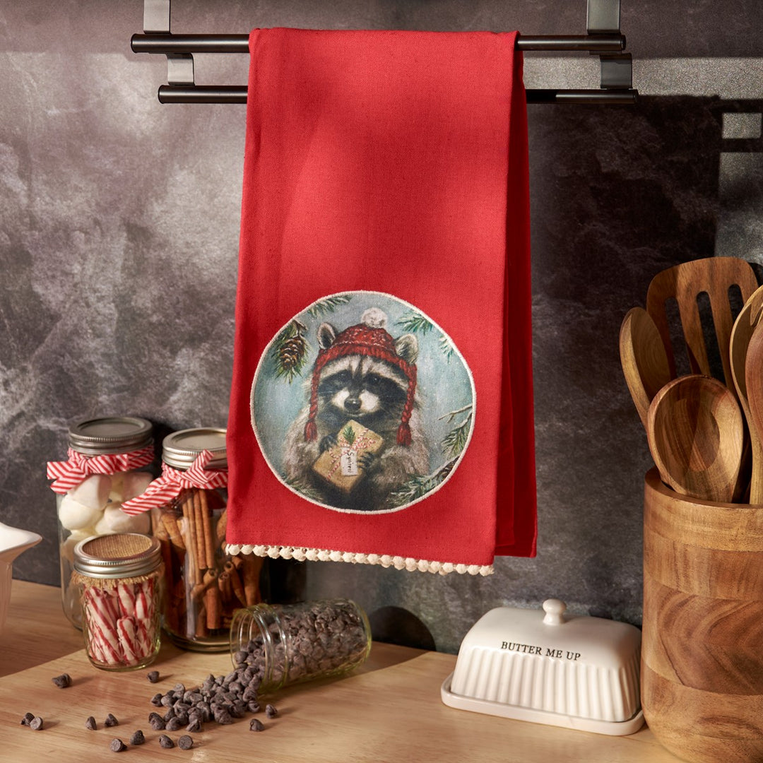 Winter Raccoon Kitchen Towel