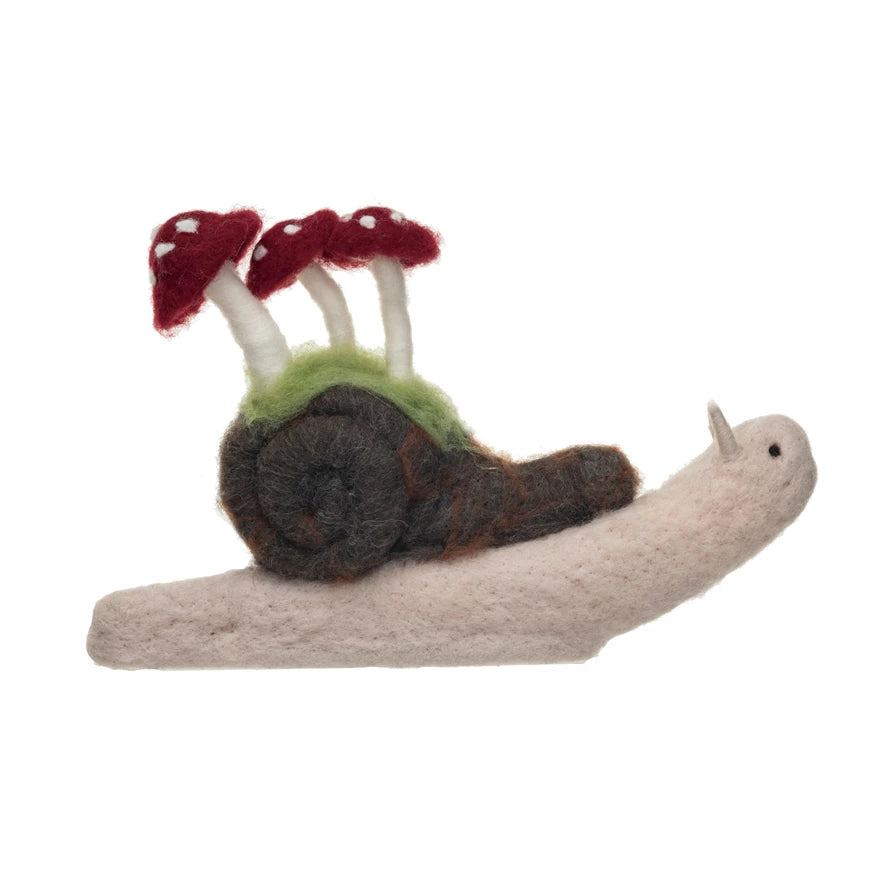 Wool Snail w/ Mushrooms, Multi Color