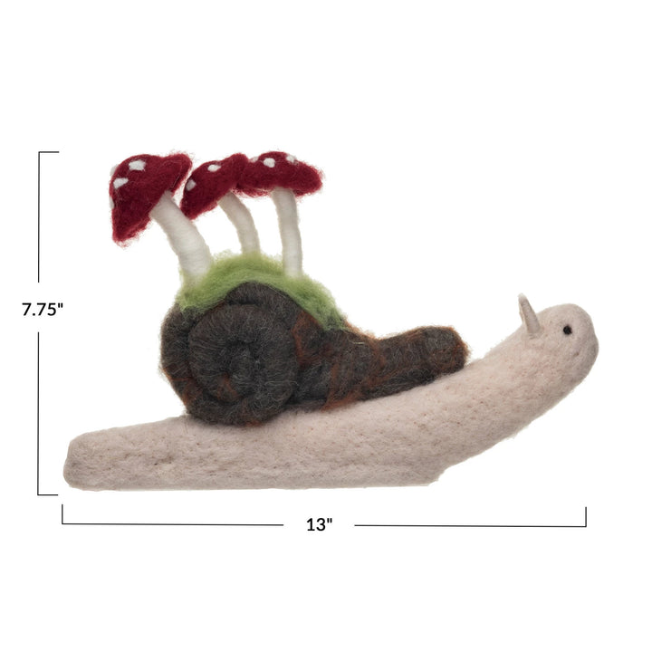 Wool Snail w/ Mushrooms, Multi Color