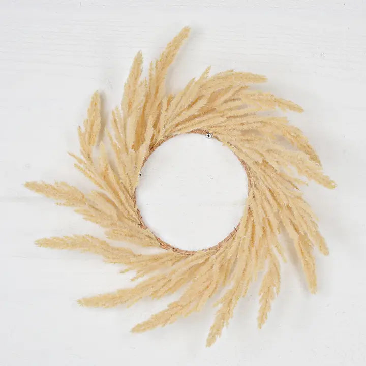 16in Beige faux Sorghum clusters Wreath