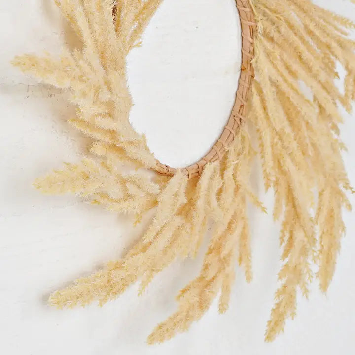 16in Beige faux Sorghum clusters Wreath