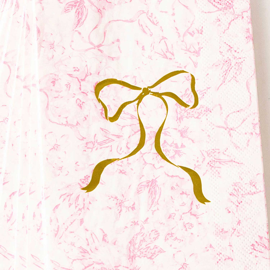 8 Oak Lane Pink Bow Toile Paper Guest Towel Packs