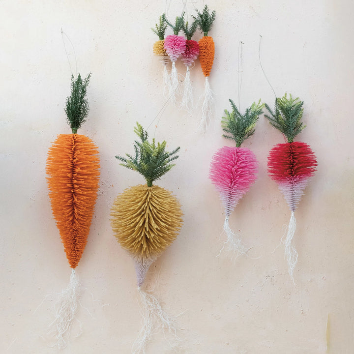 Flocked Bottle Brush Vegetable Ornament, 4 Styles