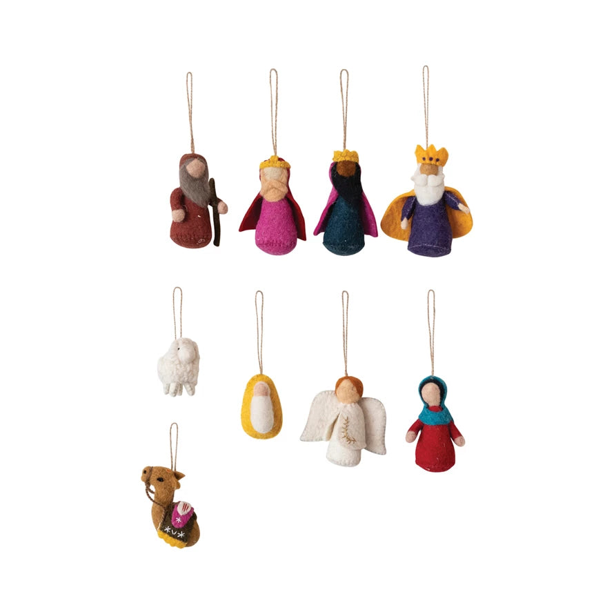 Handmade Wool Felt Nativity in Kraft Box, Set of 9