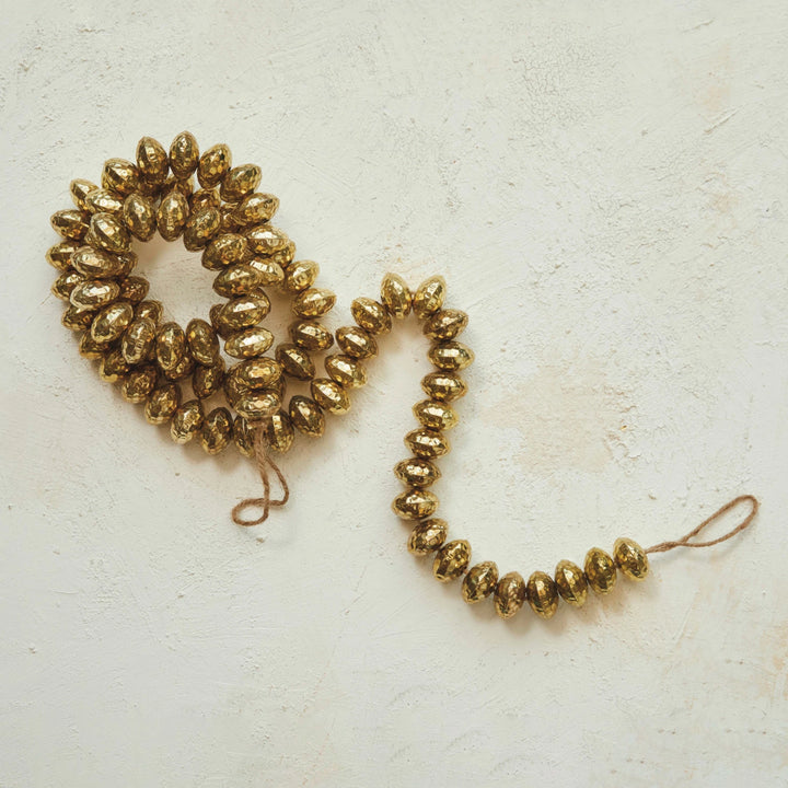 Hammered Metal Bead Garland, Brass Finish