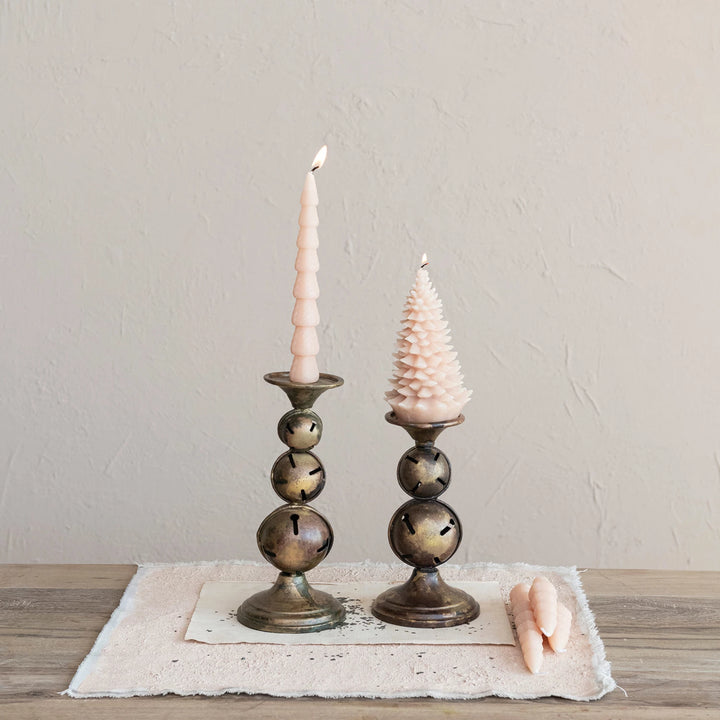 Metal Candle Holder w/ Jingle Bell Base Small