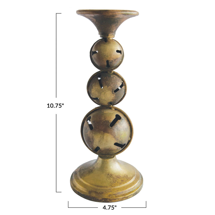 Metal Candle Holder w/ Jingle Bell Base Large